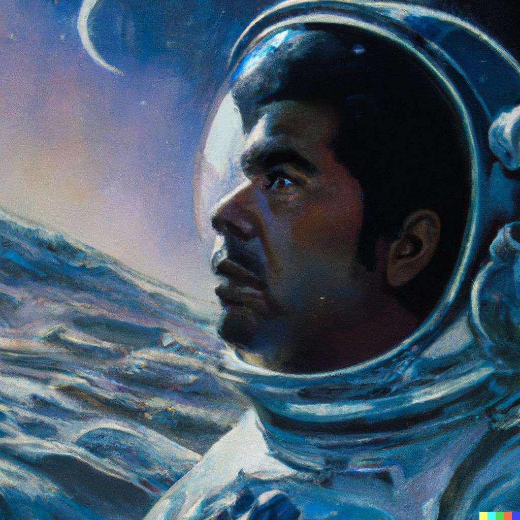 an astronaut, painting by Bruce Pennington